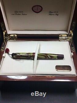 Rare Aurora Asie Verte Limited Edition Fountain Pen Nib 18k M Présentation Boîte