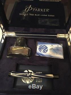 Rare Parker Duofold Centennial True Blue Fountain Pen-paperasse-caissonné Nos
