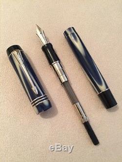 Rare Parker Duofold Centennial True Blue Fountain Pen-paperasse-caissonné Nos