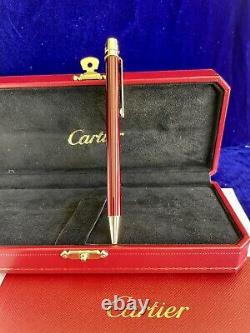Stylo Cartier authentique Santos de Cartier Bordeaux stylo à bille Nouvel ensemble complet dans sa boîte