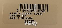 Stylo Plume S. T. Dupont D Line Blazon, Finition Palladium, 410671, Neuve Dans Sa Boîte