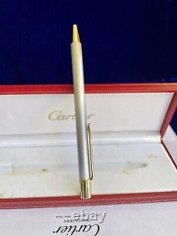 Stylo bille Cartier authentique en palladium avec garniture en or - neuf en stock ancien - boîte