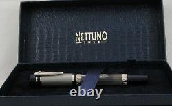 Stylo-plume Nettuno 1911 gris tritone et rhodium avec plume moyenne neuf dans sa boîte