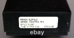 Stylo-plume Parker Dufold Orange Rouge 18 K Pointe Fine en Excellent État. Dans sa Boîte.