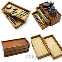 Toyooka Wooden Fountain Pen Storage Box Collection Case 8 Stylos Nouveau Withtracking