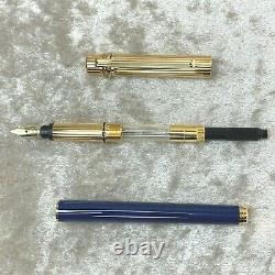 Vintage Authentic Cartier Fountain Pen Trinity Blue Marble Withbox&papers (unused)