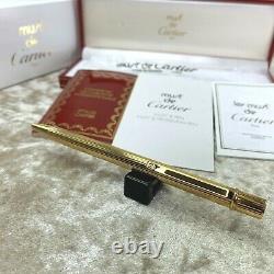 Vintage Authentic Must De Cartier Ballpoint Godron Gold Plaqué Avecbox&papers (nouveau)