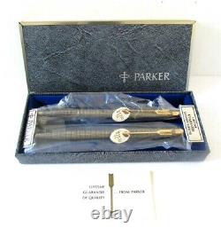 Vintage Parker 75 Cisele Pencil & Pen Sterling Silver USA Nouveauté En Boîte
