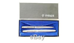 Vintage Parker 75 Sterling Silver Fountain Pen Nib 14k Et Crayon Coffret Original