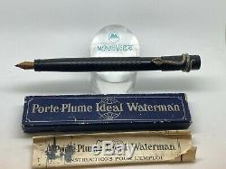 Vintage Waterman 46 Bchr Sécurité Fountain Pen 925 Serpent Pince # 6 Flex Nib Boxed