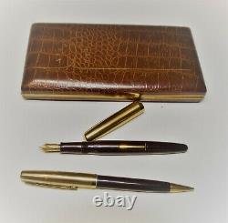 Vtg C. 1940th Eversharp Set Solide 14k Or Nib Fontaine Pen & Pencil Boîte D'origine