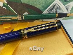 Waterman Man 100 Patrician Fountain Pen Bleu Lapis 18k Fine Nib Mint Coffret