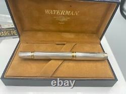 Waterman Man 100 Sterling Silver Fountain Pen 18k Fine Nib Near Mint Boxed